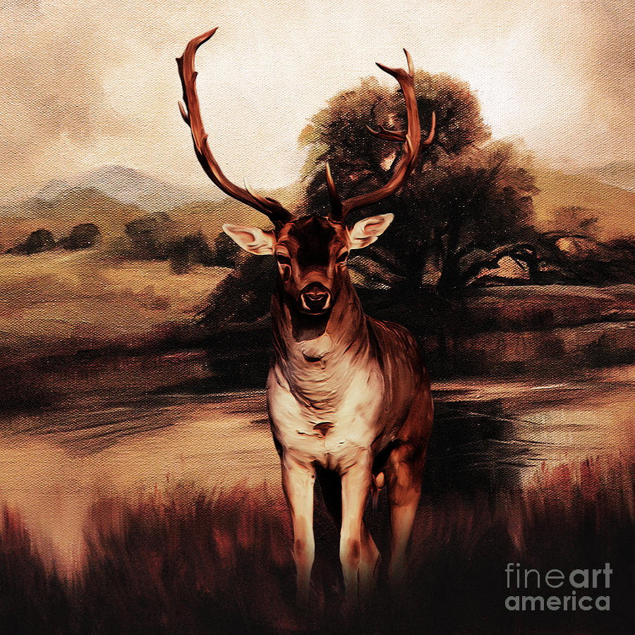 Golden Deer 21 Painting by Gull G
