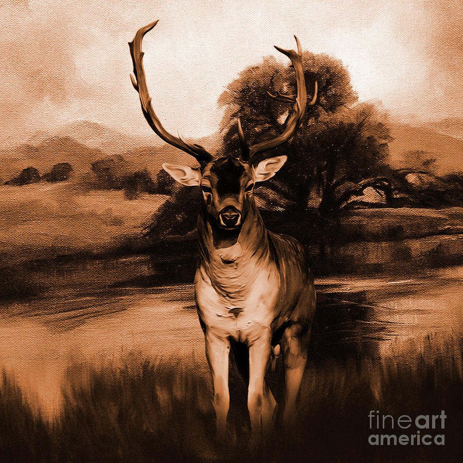 Wildlife Painting - Golden Deer  by Gull G