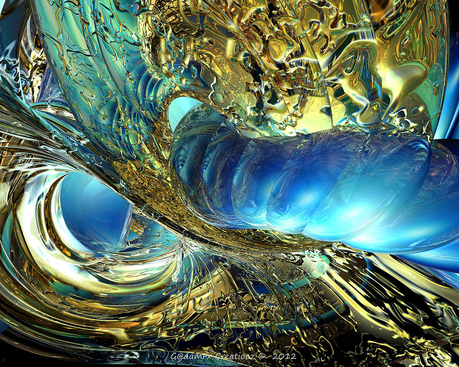 Golden Digital Tidal Wave Fx Digital Art By G Adam Orosco