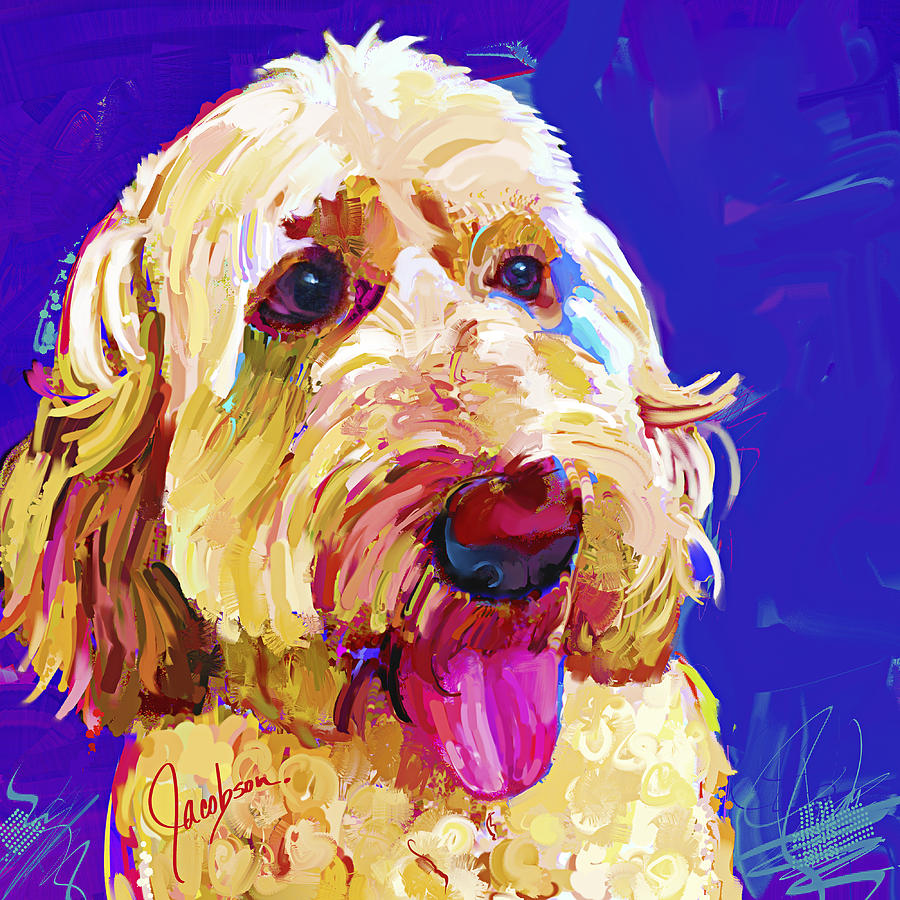 Golden Doodle 3 Painting by Jackie Medow-Jacobson