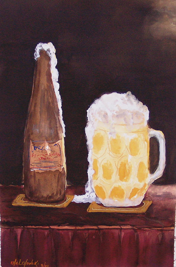 Golden Drink Painting by Miroslaw  Chelchowski