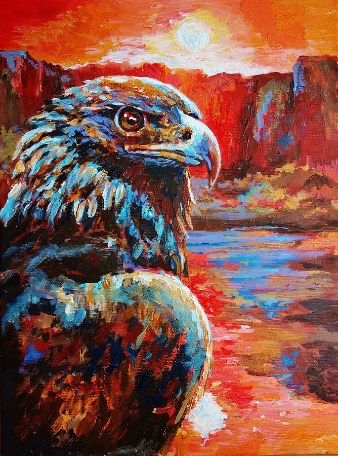 Landscape Painting - Golden Eagle on Snake River by Shannon Lee