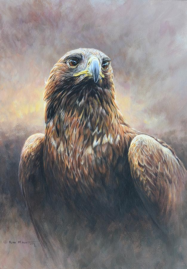 Golden Eagle Portrait Painting by Alan M Hunt