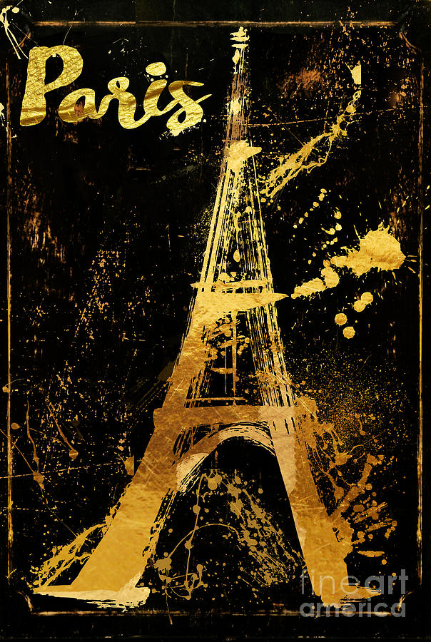 Golden Eiffel Tower Paris Painting by Mindy Sommers