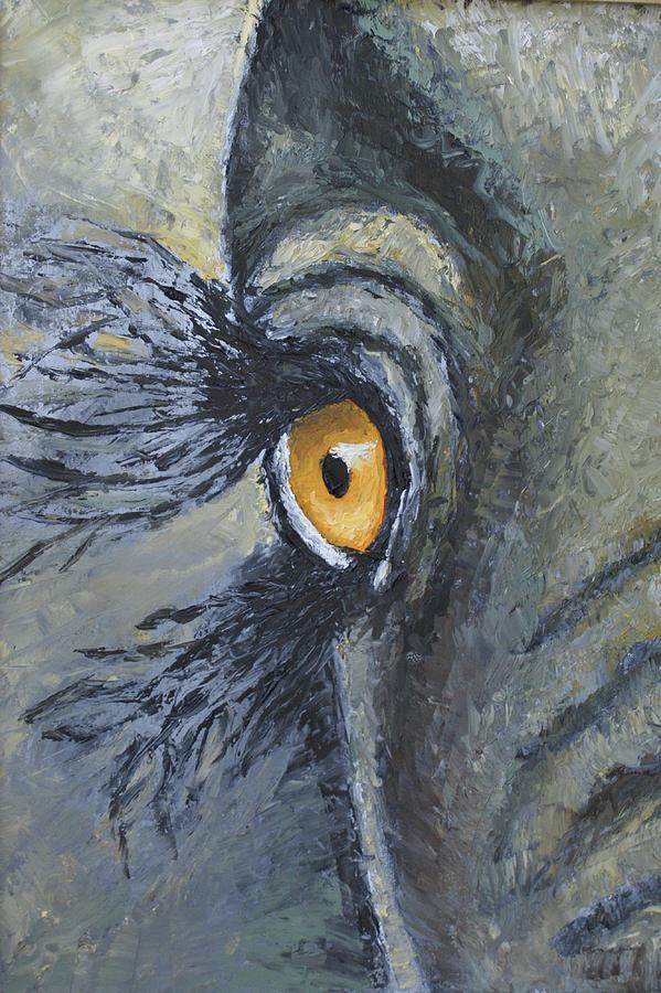 Golden Eye of the Elephant Painting by Theresa Cangelosi