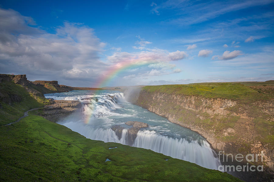Nature Photograph - Golden Falls, Gullfoss Iceland by Michael Ver Sprill