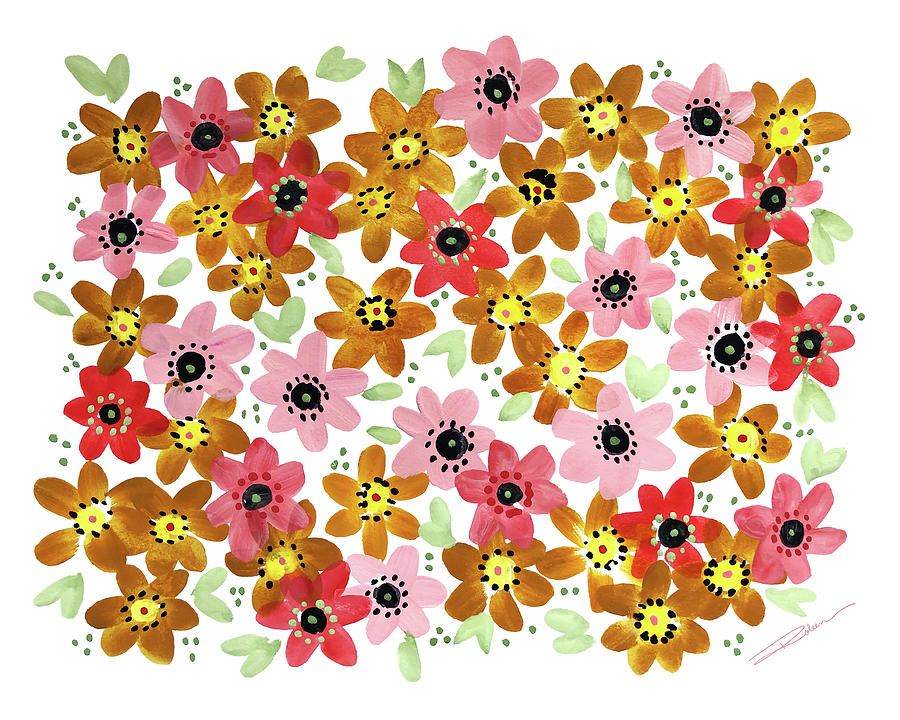1 Painting - Golden Fleurs by Roleen Senic 1 Painting - Golden Fleurs by Roleen Senic