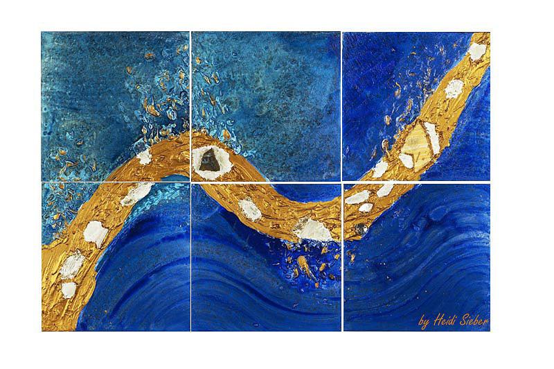 Golden flow in the deep blue Relief by Heidi Sieber
