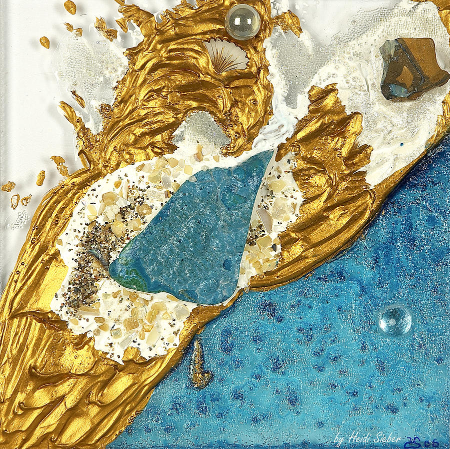 Gemstones Glass Art - Golden flow majestic by Heidi Sieber