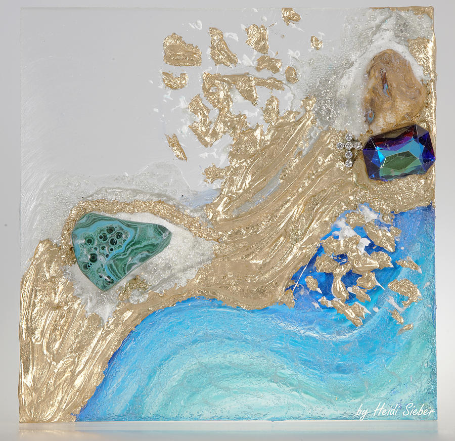 Golden flow of abundance Glass Art by Heidi Sieber