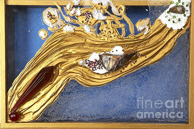 Golden flow outside the box Glass Art by Heidi Sieber
