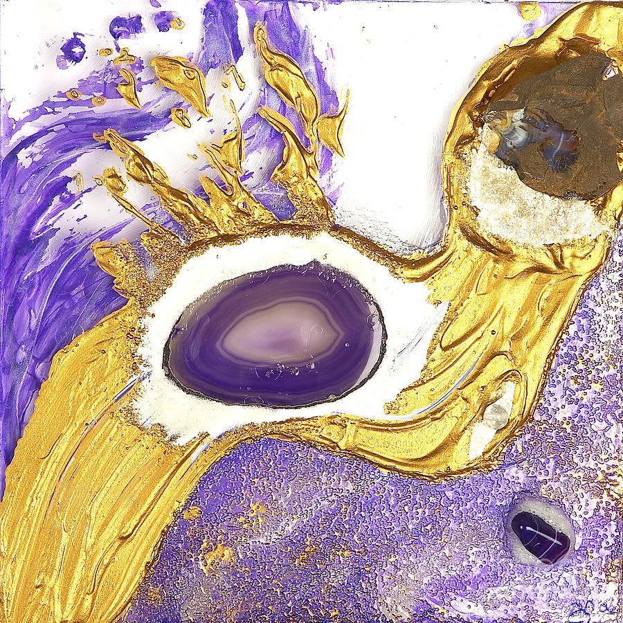Golden flow purple 2 Glass Art by Heidi Sieber