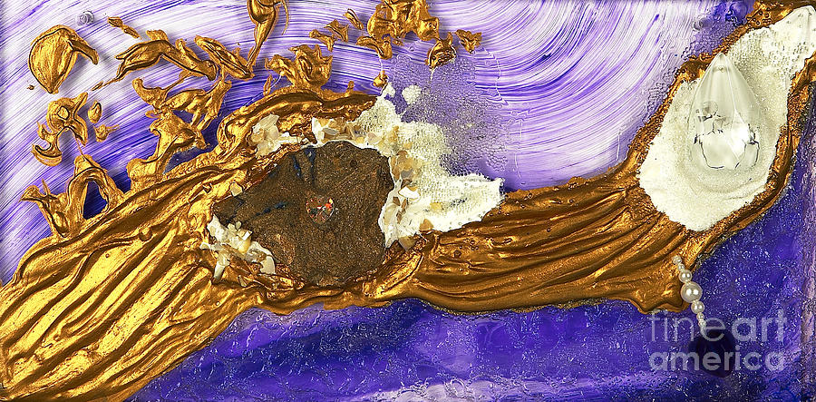 Golden flow purple Glass Art by Heidi Sieber