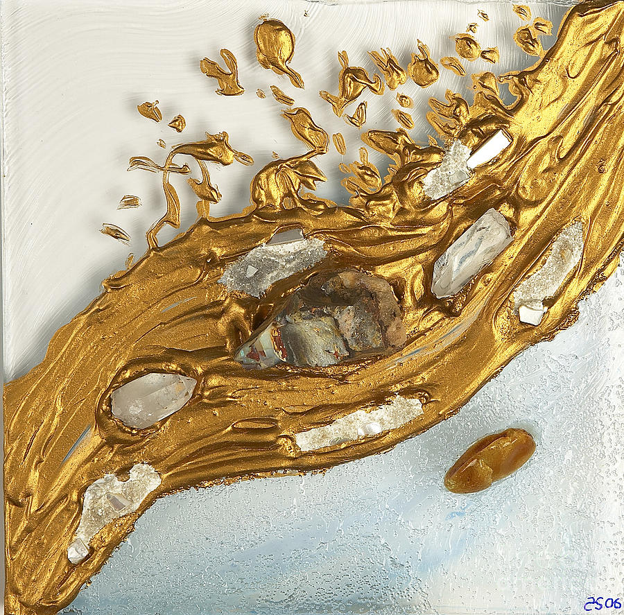 Golden flow solid as a rock Glass Art by Heidi Sieber