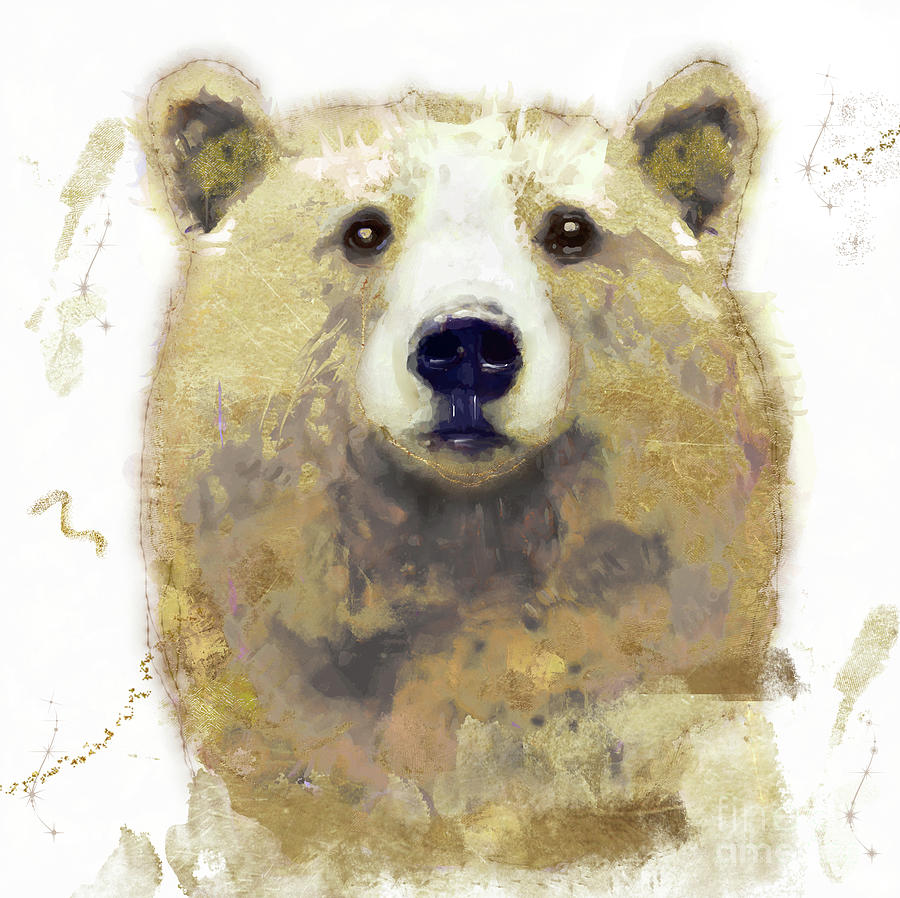 Golden Forest Bear Painting by Mindy Sommers