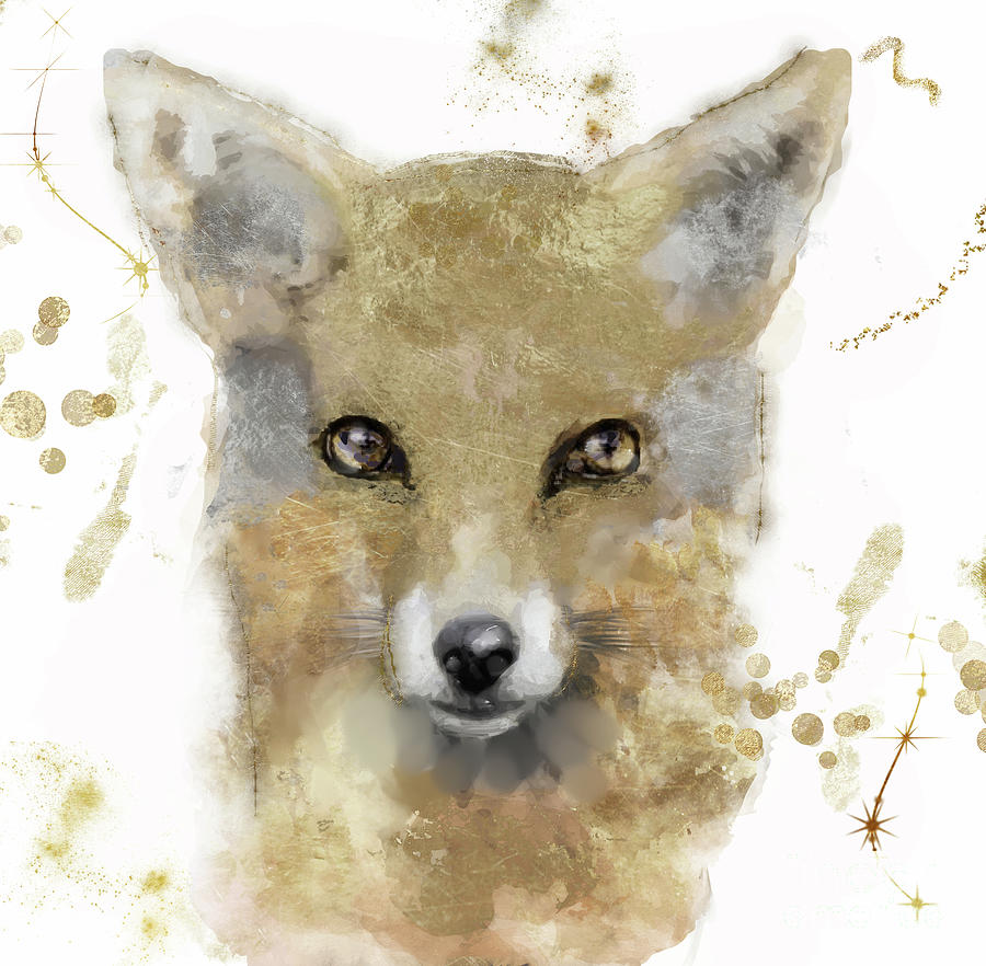 Golden Forest Fox Painting by Mindy Sommers