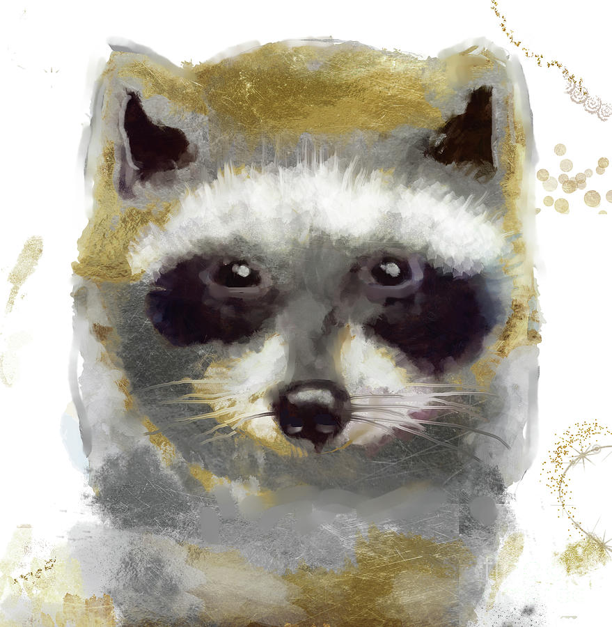 Raccoon Painting - Golden Forest Raccoon  by Mindy Sommers