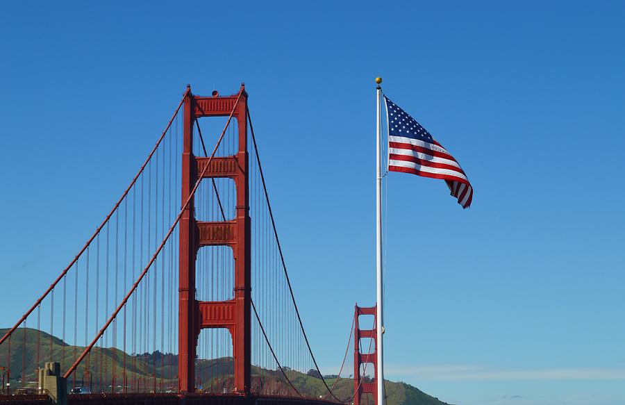 Golden Gate and Stars and Stripes Photograph by Warren Thompson