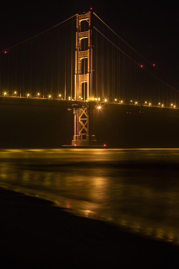 Golden Gate at Night and Beach Photograph by John McGraw