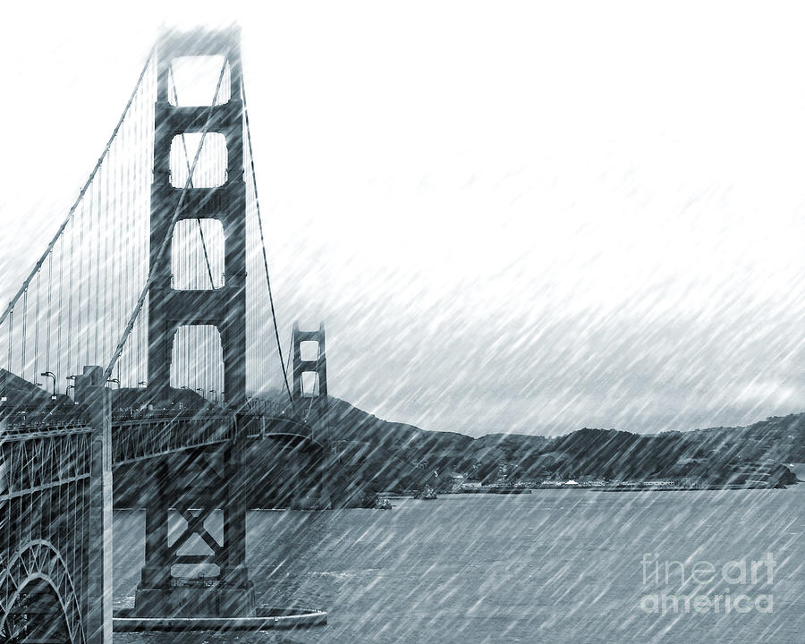 Golden Gate Blue Rain Photograph by Cheryl Del Toro