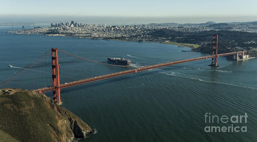 Golden Gate Bridge Photograph - Golden Gate Bridge Aerial Photo by David Oppenheimer