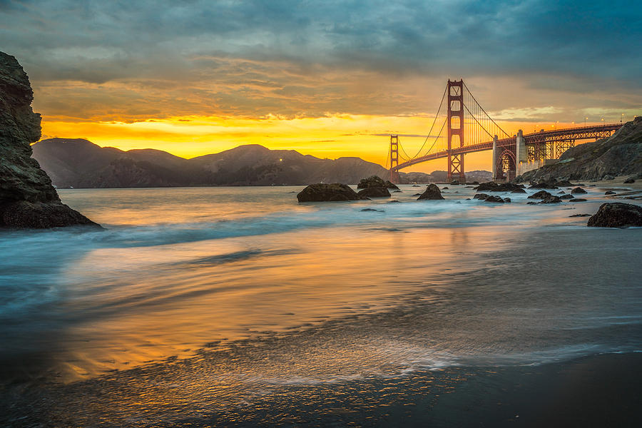 Golden Gate Bridge After Sunset Photograph