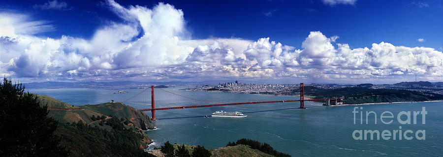 Golden Gate Bridge and a Cruise Ship Photograph by Wernher Krutein