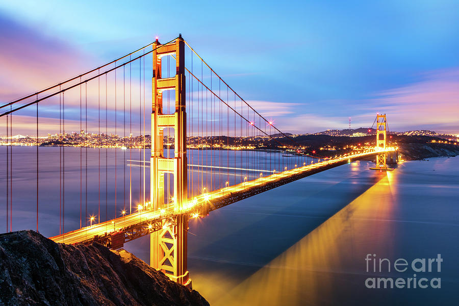 Golden gate bridge at dawn, San Francisco, California, USA Photograph by Matteo Colombo