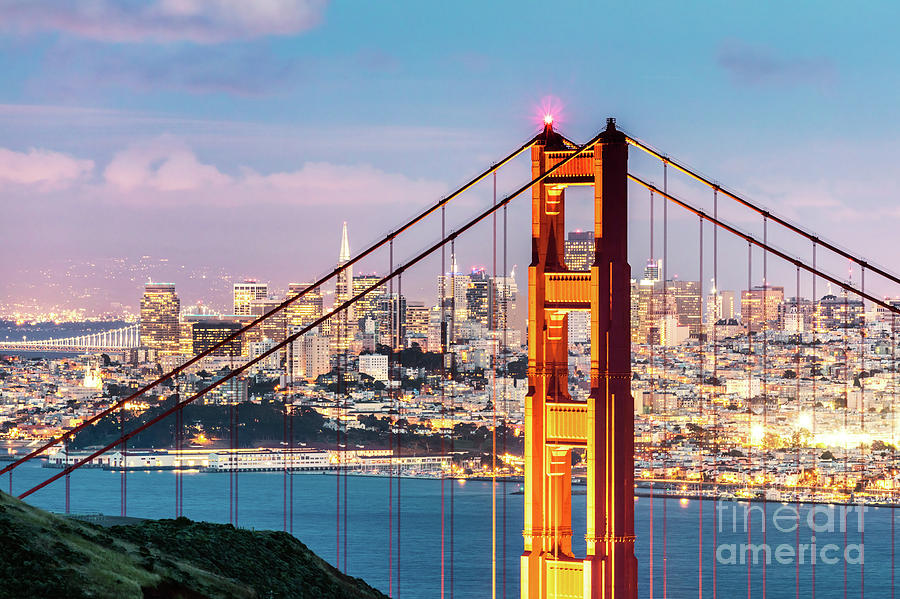 Golden Gate bridge at dusk, San Francisco, USA Photograph by Matteo Colombo