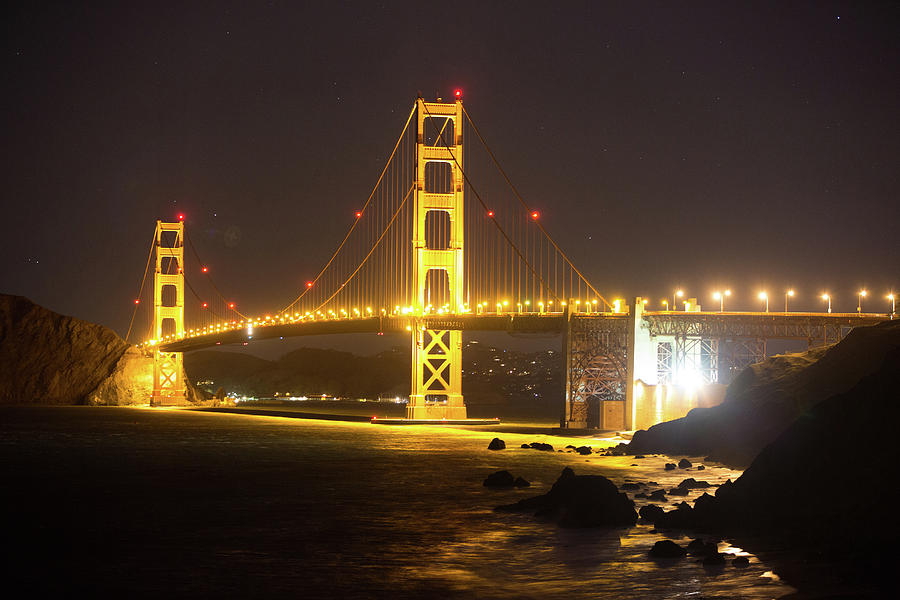Golden Gate Bridge at Night Photograph by Digiblocks Photography