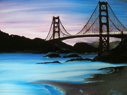 Golden Gate Bridge At Sunset 2 Painting by James Dunbar