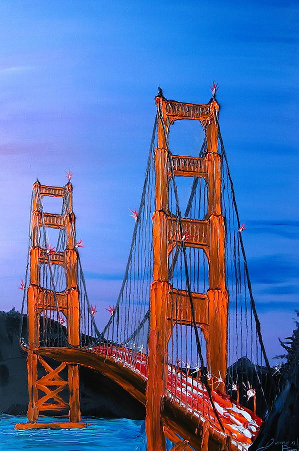 Golden Gate Bridge At Sunset 6 Painting by James Dunbar