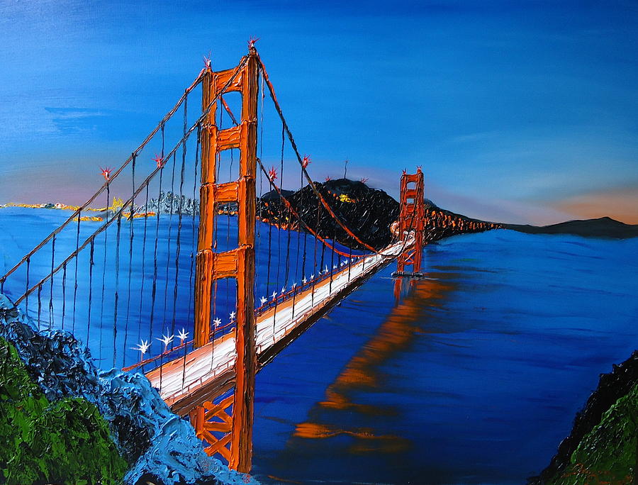 Golden Gate Bridge Blue Sunset 2 Painting by James Dunbar - Fine Art ...