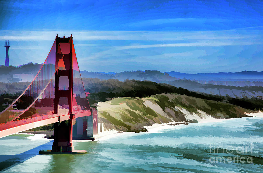 Golden Gate Bridge Digpaint  Photograph by Chuck Kuhn