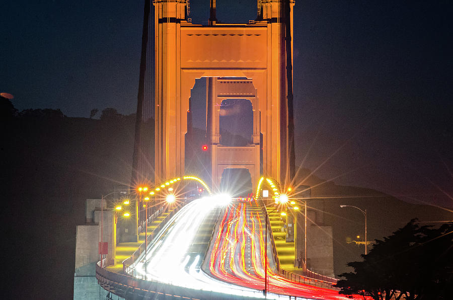 Golden Gate Bridge Evening Commute Traffic Photograph by Alex Grichenko
