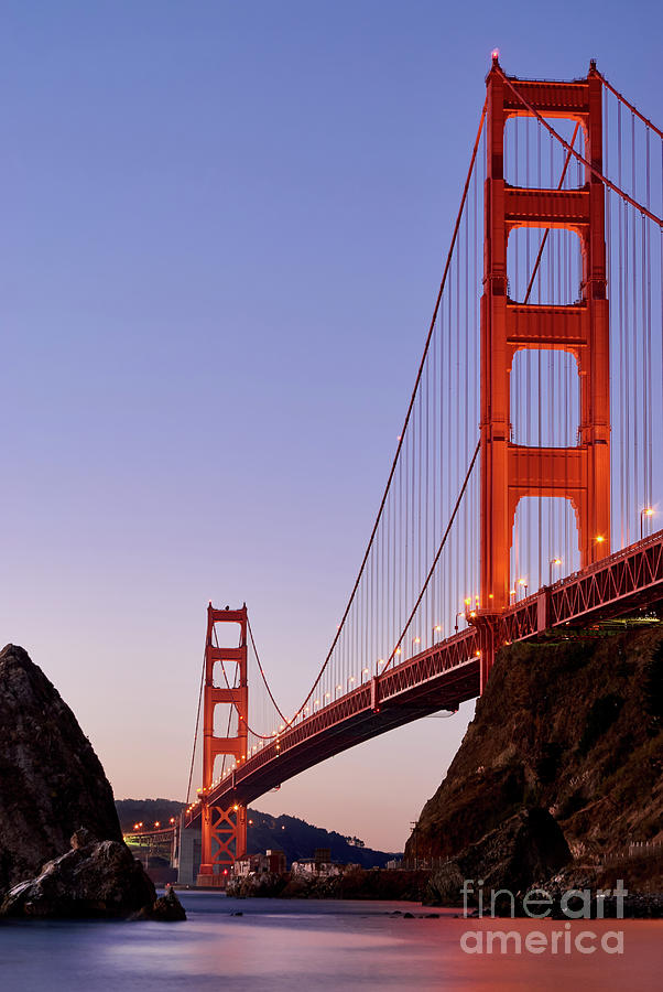 Golden Gate Bridge from Fort Baker, Dawn Photograph by Dean Birinyi