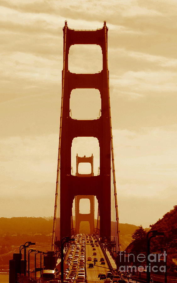 Golden Gate Bridge In California A Sepia Tone Perspective Photograph by Michael Hoard