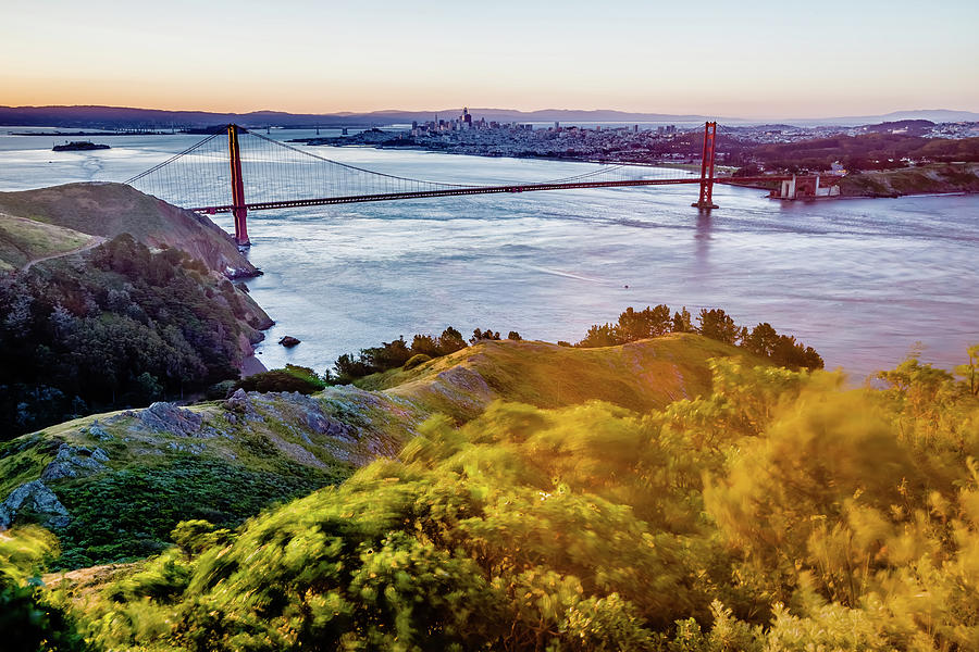 Golden Gate Bridge In San Francisco At Sunrise Photograph by Alex Grichenko
