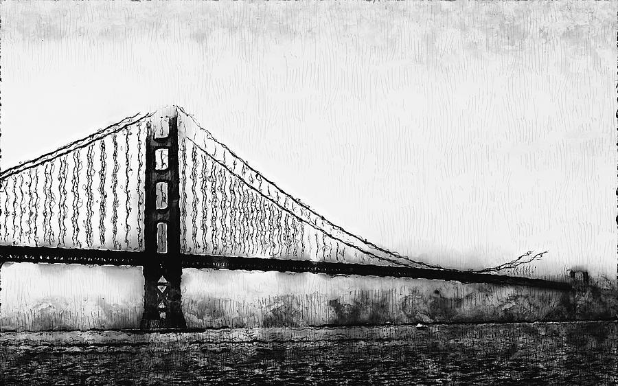 Golden Gate Bridge - Minimal 01 Painting by AM FineArtPrints