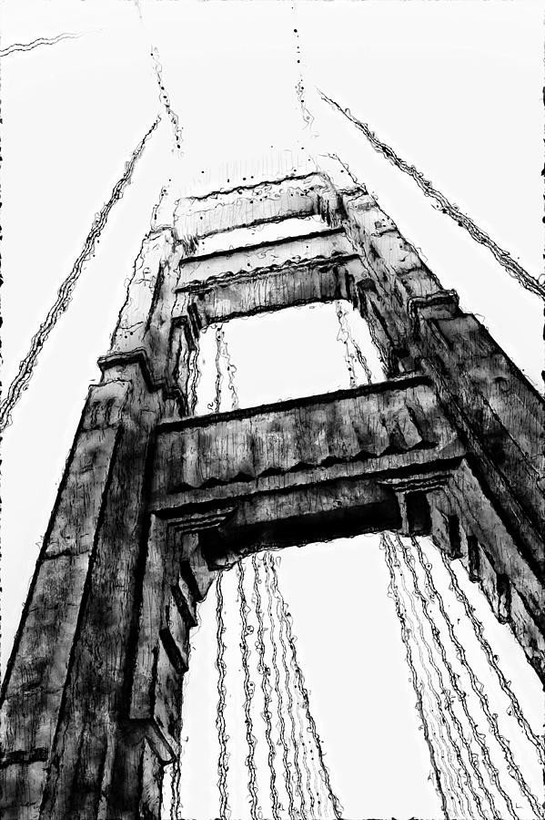 Golden Gate Bridge - Minimal 02 Digital Art by AM FineArtPrints