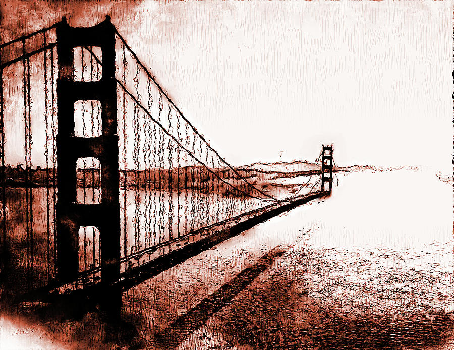 Golden Gate Bridge - Minimal 03 Digital Art by AM FineArtPrints