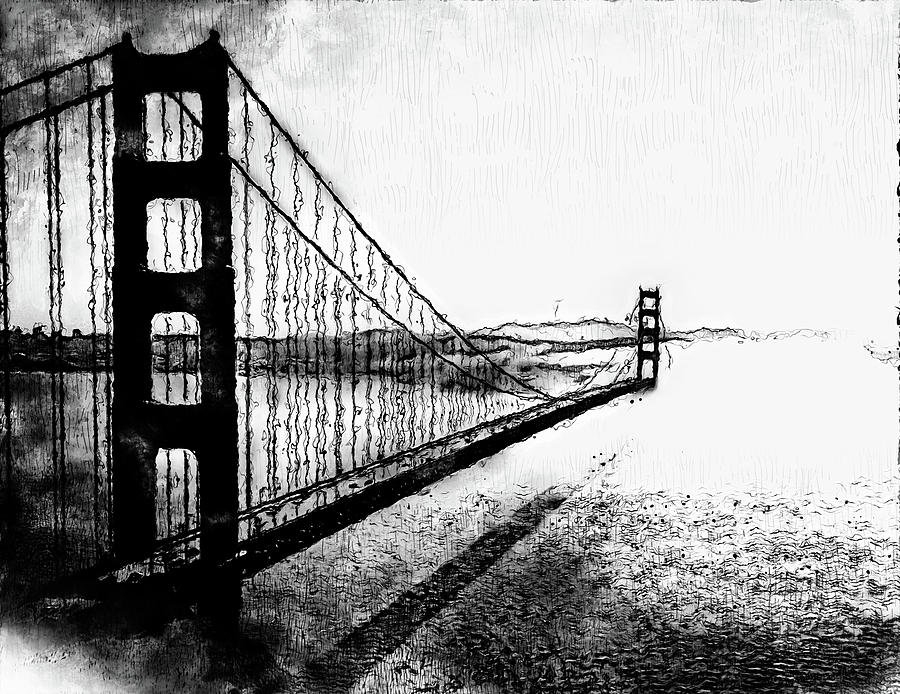 Golden Gate Bridge - Minimal 04 Digital Art by AM FineArtPrints