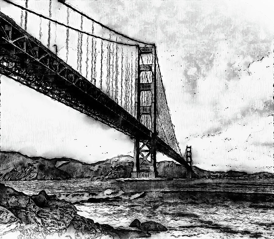 Golden Gate Bridge - Minimal 06  Digital Art by AM FineArtPrints