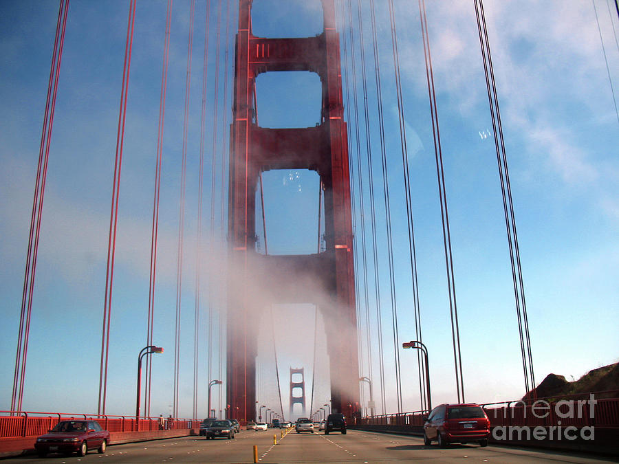 Golden Gate Bridge Misted in Fog Photograph by Wernher Krutein