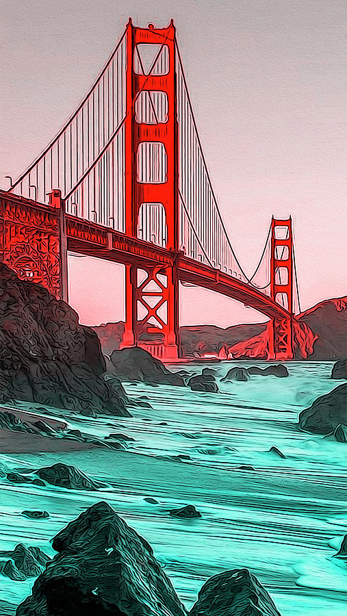 Golden Gate Bridge Painting - Golden Gate Bridge - Panorama by AM FineArtPrints