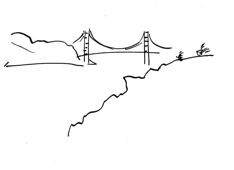 Golden Gate Bridge Drawing - Golden Gate Bridge by Patrick Morgan