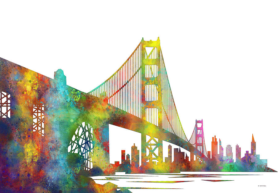 Architecture Digital Art - Golden Gate Bridge San Fancisco by Marlene Watson