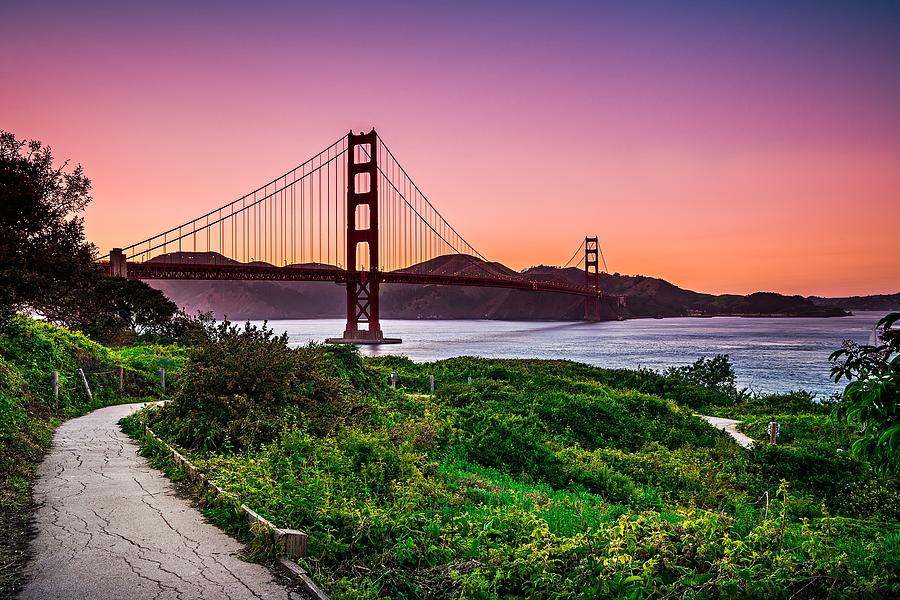 Golden Gate Bridge San Francisco California At Sunset Photograph by Alex Grichenko