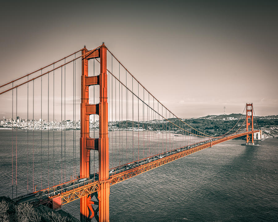 Golden Gate Bridge Selective Color Photograph by James Udall