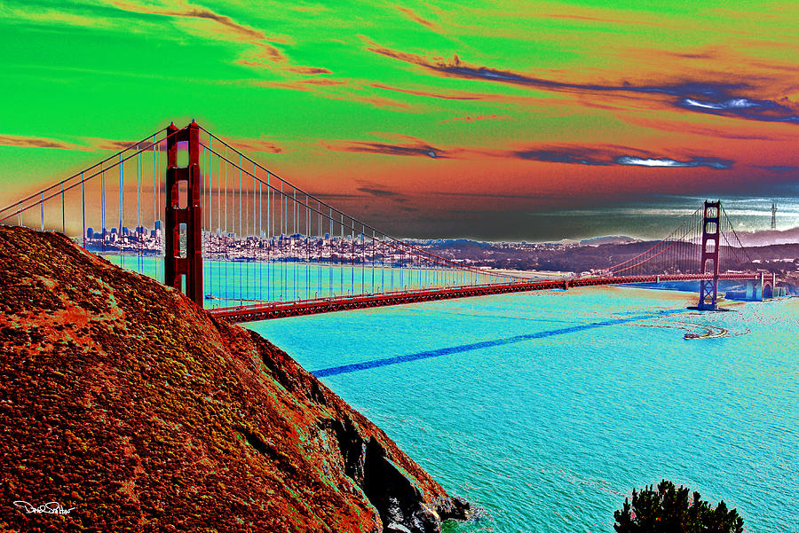 San Francisco Photograph - Golden Gate Bridge Solarized by David Salter